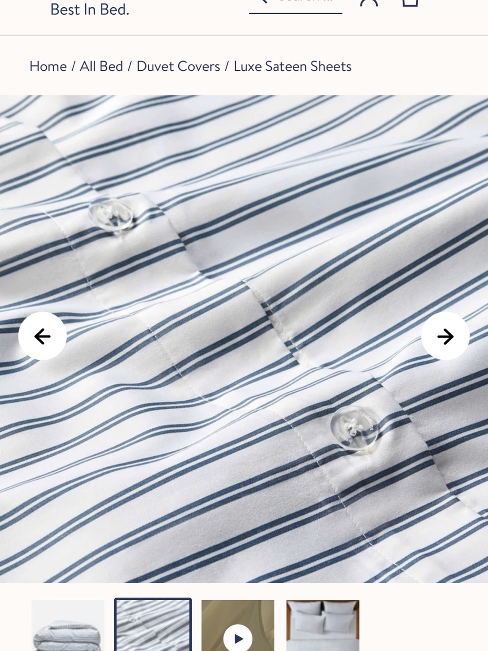 Brooklinen Striped Duvet Cover in White and Blue - Picture 2 of 5